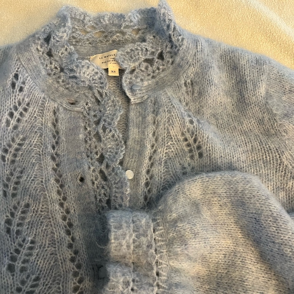 Sézane “Gilet Angie” Ciel blue cardigan sweater. Worn only once.